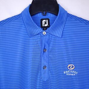 Footjoy Polo Shirt Mens Large Striped Blue Golf Performance Pacific Dunes